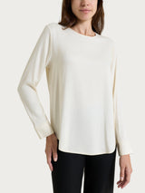 Blusa girocollo in Light Flannel Bianchi Donna - Ragno