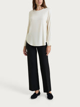Blusa girocollo in Light Flannel Bianchi Donna - Ragno