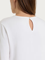Blusa girocollo in Light Flannel Bianchi Donna - Ragno