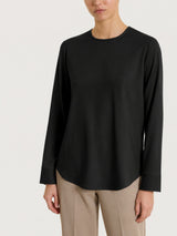 Blusa girocollo in Light Flannel Neri Donna - Ragno