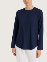 Blusa girocollo in Light Flannel Blu Donna - Ragno