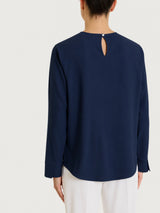 Blusa girocollo in Light Flannel Blu Donna - Ragno