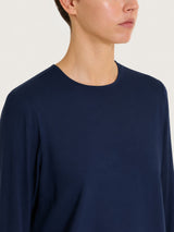Blusa girocollo in Light Flannel Blu Donna - Ragno