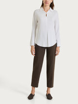 Blusa con scollo a serafino in Light Flannel Bianchi Donna - Ragno