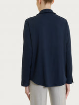 Blusa con scollo a serafino in Light Flannel Blu Donna - Ragno