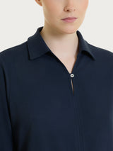 Blusa con scollo a serafino in Light Flannel Blu Donna - Ragno