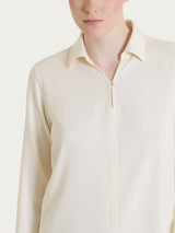 Blusa con scollo a serafino in Light Flannel Bianchi Donna - Ragno