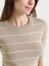 Four Seasons Gray Women's Short-Sleeve Fine-Striped Sweater - Ragno