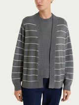 Cardigan aperto con righe fini Four Seasons Neri Donna - Ragno