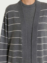 Cardigan aperto con righe fini Four Seasons Neri Donna - Ragno