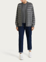 Cardigan aperto con righe fini Four Seasons Neri Donna - Ragno