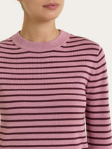 Maglia girocollo a righe pari Four Seasons Viola Donna - Ragno