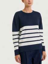 Maglia girocollo con righe piazzate Four Seasons Blu Donna - Ragno