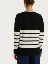 Maglia girocollo con righe piazzate Four Seasons Neri Donna - Ragno