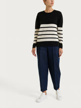 Maglia girocollo con righe piazzate Four Seasons Neri Donna - Ragno
