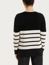 Maglia girocollo con righe piazzate Four Seasons Neri Donna - Ragno