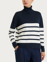Dolcevita con righe piazzate Four Seasons Blu Donna - Ragno