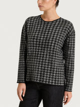 Maglia girocollo con fantasia pied de poule Four Seasons Neri Donna - Ragno