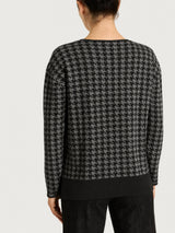 Maglia girocollo con fantasia pied de poule Four Seasons Neri Donna - Ragno