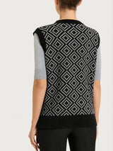 Maglia smanicata a rombi in Soft Wool Neri Donna - Ragno