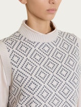 Maglia smanicata a rombi in Soft Wool Bianchi Donna - Ragno