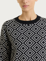 Maglia girocollo a rombi in Soft Wool Neri Donna - Ragno