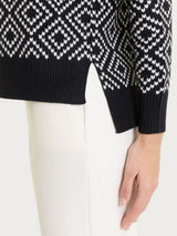 Maglia girocollo a rombi in Soft Wool Neri Donna - Ragno