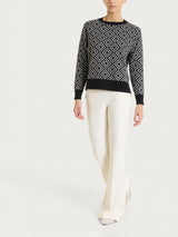 Maglia girocollo a rombi in Soft Wool Neri Donna - Ragno