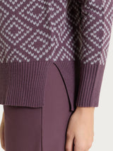 Maglia girocollo a rombi in NaturalSoft Viola Donna - Ragno