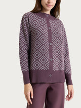 Cardigan lupetto a rombi in NaturalSoft Viola Donna - Ragno