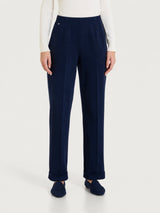 Pantalone dritto con tasche in Winter Twill Blu Donna - Ragno