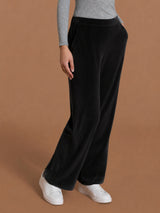Pantalone ampio con tasche in Ciniglia Neri Donna - Ragno