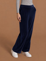 Pantalone ampio con tasche in Ciniglia Blu Donna - Ragno