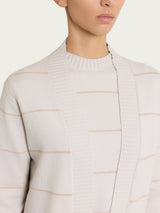 Cardigan aperto con righe lurex in NaturalSoft Bianchi Donna - Ragno