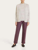 Cardigan aperto con righe lurex in NaturalSoft Bianchi Donna - Ragno