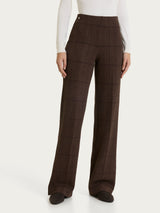Pantalone ampio con check pattern in Jacquard Marroni Donna - Ragno