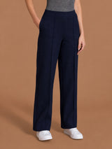 Pantalone ampio con tasche in Scuba Soft Touch Blu Donna - Ragno