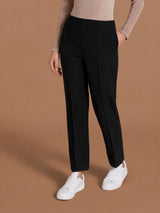 Pantalone dritto con tasche in Scuba Soft Touch Neri Donna - Ragno