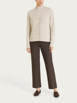 Cardigan con scollo a V e punto riso in Soft Wool Bianchi Donna - Ragno