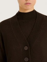 Cardigan con scollo a V e punto riso in Soft Wool Marroni Donna - Ragno