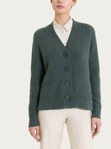 Cardigan con scollo a V e punto riso in Soft Wool Grigi Donna - Ragno