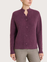 Cardigan lupetto con punto riso in Soft Wool Viola Donna - Ragno