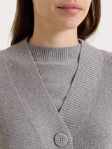 Cardigan con scollo a V e punto riso in Lurex NaturalSoft Neri Donna - Ragno