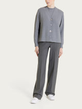 Cardigan con scollo a V e punto riso in Lurex Soft Wool Neri Donna - Ragno