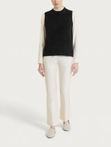Maglia smanicata con punto riso in Lurex Soft Wool Neri Donna - Ragno