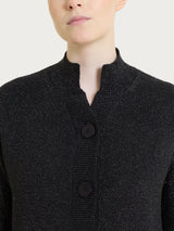 Cardigan lupetto con punto riso in Lurex Soft Wool Neri Donna - Ragno