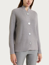 Cardigan lupetto con punto riso in Lurex NaturalSoft Neri Donna - Ragno