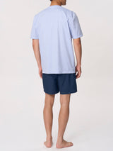 Pigiama corto aperto in navetta di cotone Blu Uomo - Ragno