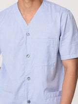 Pigiama corto aperto in navetta di cotone Blu Uomo - Ragno