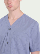 Pigiama corto aperto in navetta di cotone Blu Uomo - Ragno